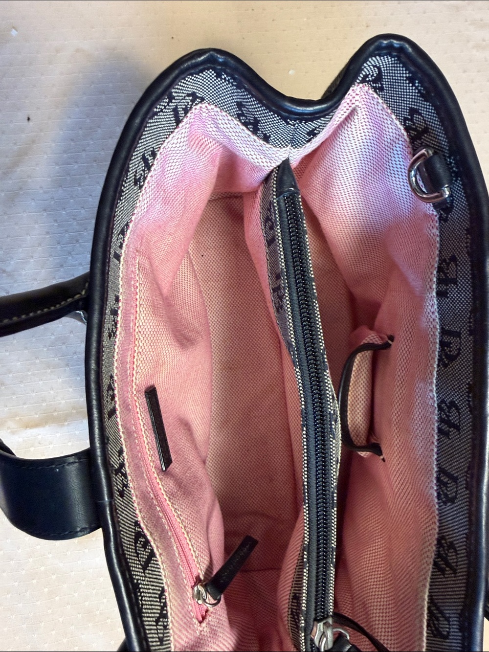 Dooney & Bourke Black and Beige DB Monogram Tote - Picture 9 of 13
